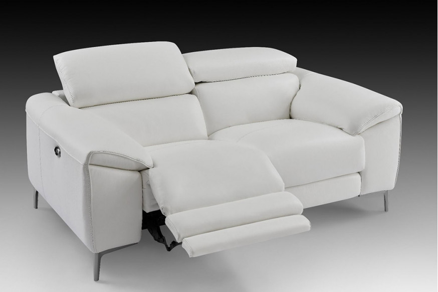 Creative™ Lucca Loveseat with Power Recliners - Snow White, Leather