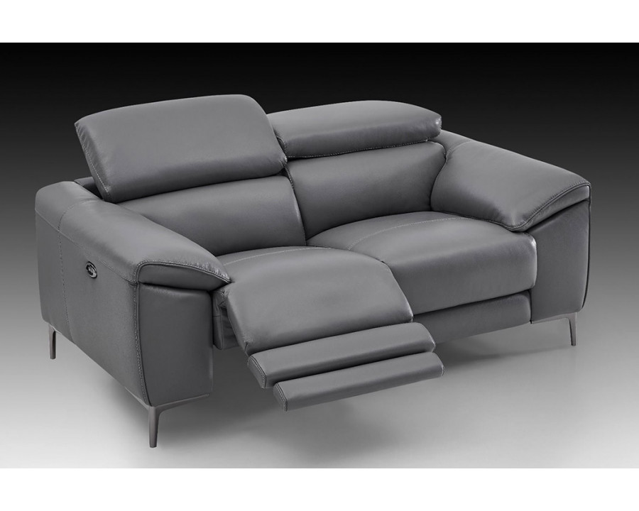 Creative Lucca Loveseat with Power Recliners - Steel Gray, Leather