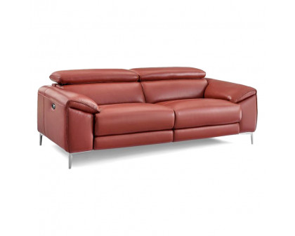 Creative Lucca Sofa with Power Recliners - Rustic Red, Leather