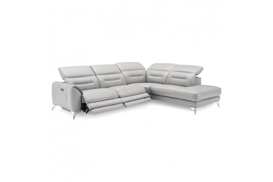 Creative™ Neo Right Facing Sectional with Power Recliner - Frost, Leather