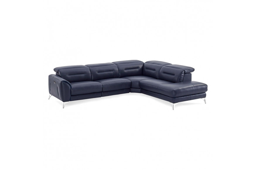 Creative™ Neo Right Facing Sectional with Power Recliner - Navy, Leather