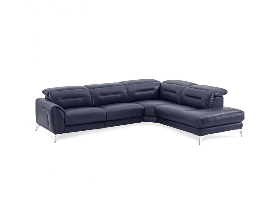 Creative Neo Right Facing Sectional with Power Recliner - Navy, Leather