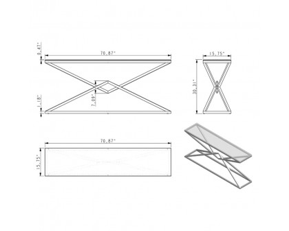 Creative™ Pyramid Console Table - Ceramic Dark Gray Gloss