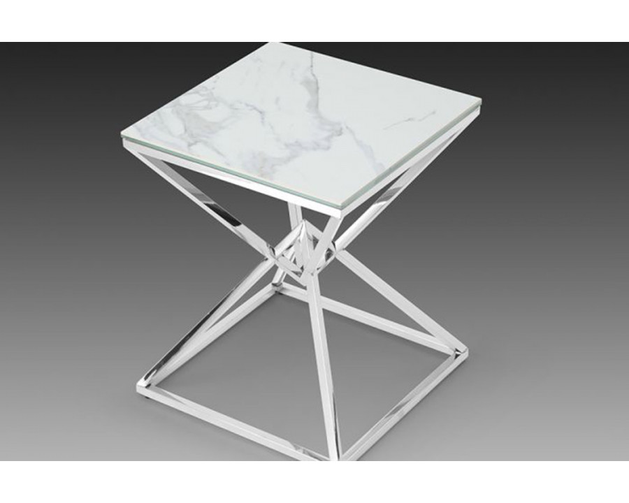 Creative Pyramid End Table - Ceramic White Gloss