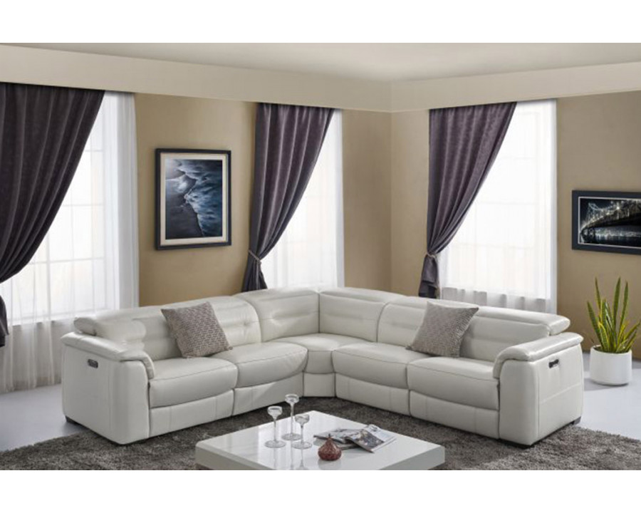 Creative Rossi Sectional with Power Recliners - Alabaster, Leather