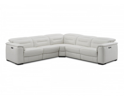 Creative Rossi Sectional with Power Recliners - Alabaster, Leather