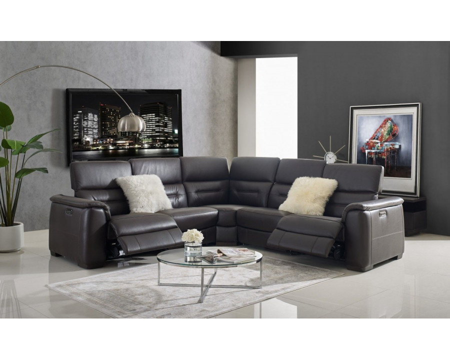 Creative Rossi Sectional with Power Recliners - Walnut, Leather