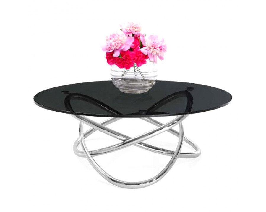 Creative - Sabina Round End Table in Black, Glass