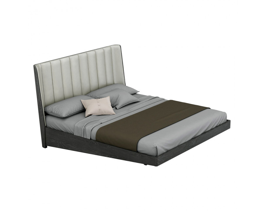 Creative - Sima Queen Size Bed in Gray/Walnut High Gloss