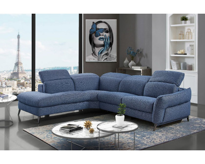 Creative Swan Left Facing Sectional with Two Recliners - Denim Blue, Fabric