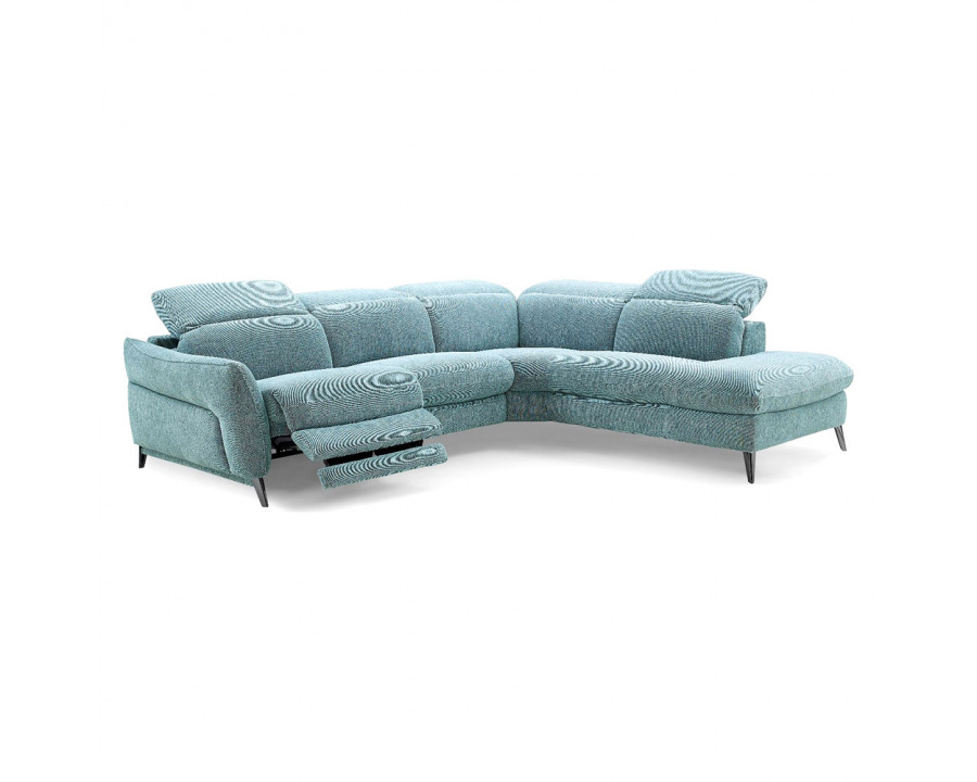 Creative Swan Right Facing Sectional with Recliner - Dusty Teal, Fabric