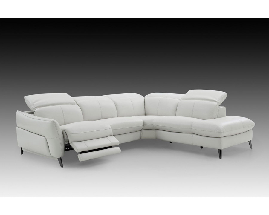 Creative Swan Right Facing Sectional with Two Recliners - Frost, Leather