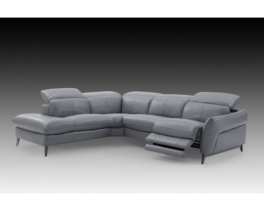 Creative Swan Left Facing Sectional with Two Recliners - Sleet, Leather