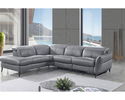 Creative Swan Left Facing Sectional with Two Recliners - Sleet, Leather