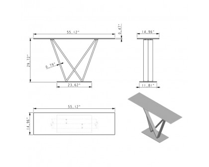 Creative Victory Console Table - Ceramic Gray Gloss