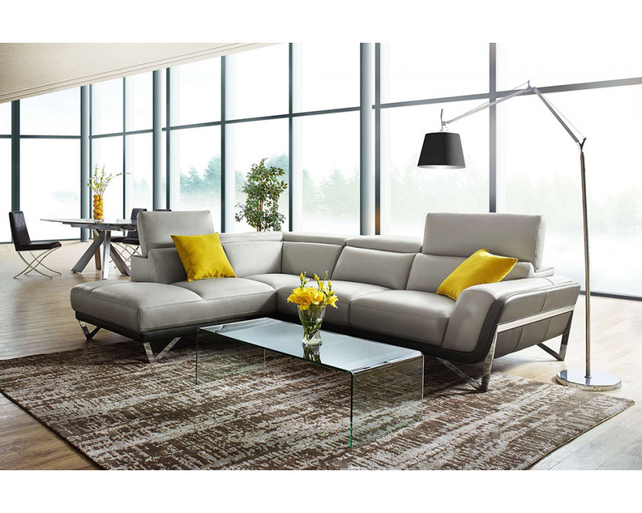 Creative - Victory Left Facing Sectional Sofa in Gray, Leather