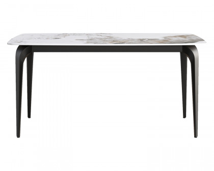 Crenus Sicilia Curved Rectangular Dining Table - Pandora/Black, 70.87''