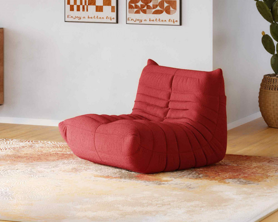 Crenus 34.25" Caterpillar Sofa Chair - Red, Teddy Velvet