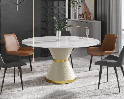 Crenus Raffinata Round Dining Table with White Lazy Susan - White, 59.05”