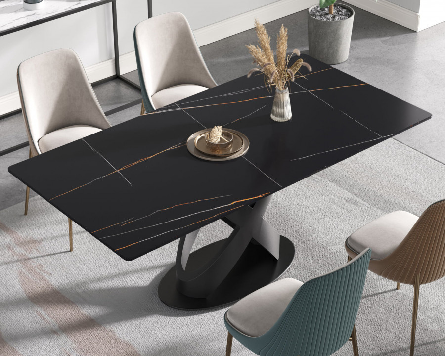 Crenus Basalto Rectangular Dining Table - Black, 70.87''