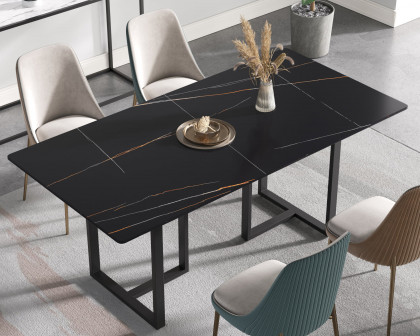 Crenus Trani Rectangular Dining Table - Black, 70.87''