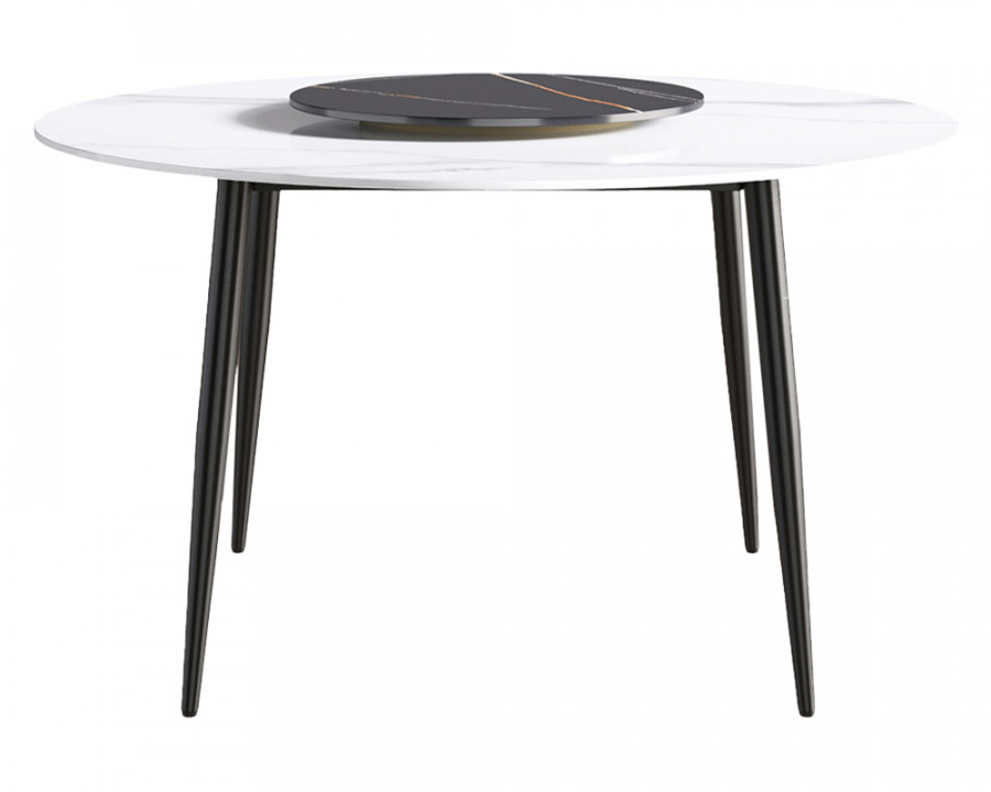 Crenus - Round Dining Table with Black Lazy Susan