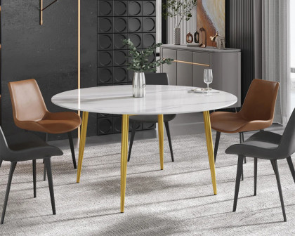 Crenus - Round Dining Table with Black Lazy Susan