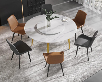 Crenus - Round Dining Table with Black Lazy Susan