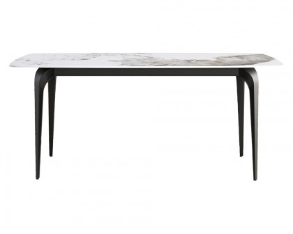 Crenus Sicilia Curved Rectangular Dining Table - White/Gold, 63"