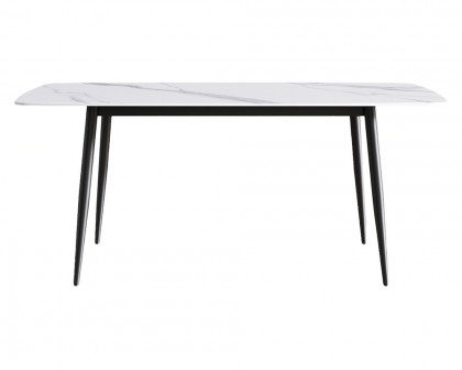 Crenus Cavaliere Curved Rectangular Dining Table - Gray/Gold, 63"