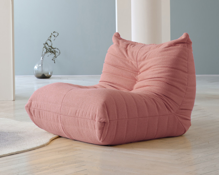 Crenus 34.25" Caterpillar Sofa Chair - Pink, Teddy Velvet