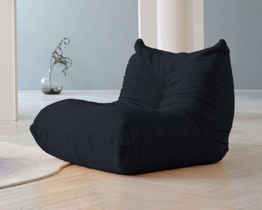 Crenus 34.25" Caterpillar Sofa Chair - Black, Teddy Velvet