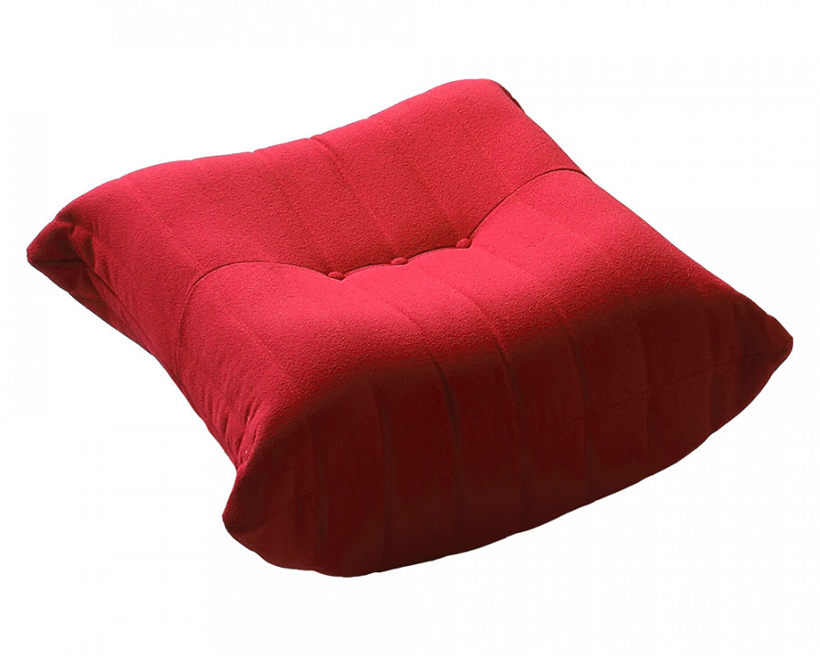 Crenus 34.25" Caterpillar Sofa Ottoman - Red, Teddy Velvet