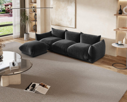 Crenus Sereno Ottoman for Sectional Sofa - Black, Chenille