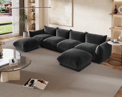 Crenus Sereno Ottoman for Sectional Sofa - Black, Chenille