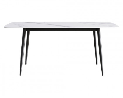 Crenus Cavaliere Curved Rectangular Dining Table - White/Gold, 63"