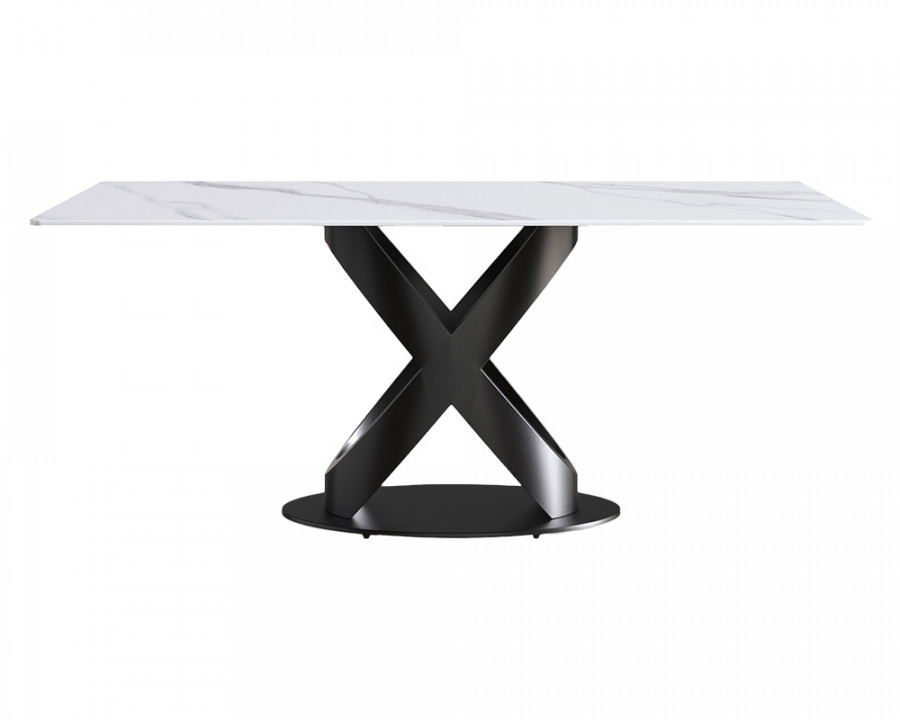 Crenus Basalto Rectangular Dining Table - White/Black, 63"