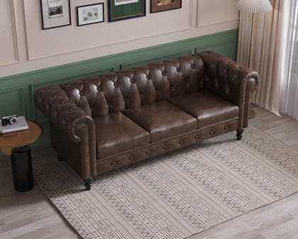 Crenus - Chesterfield PU Leather Sofa