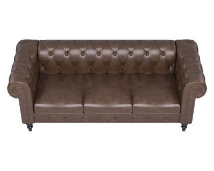 Crenus - Chesterfield PU Leather Sofa