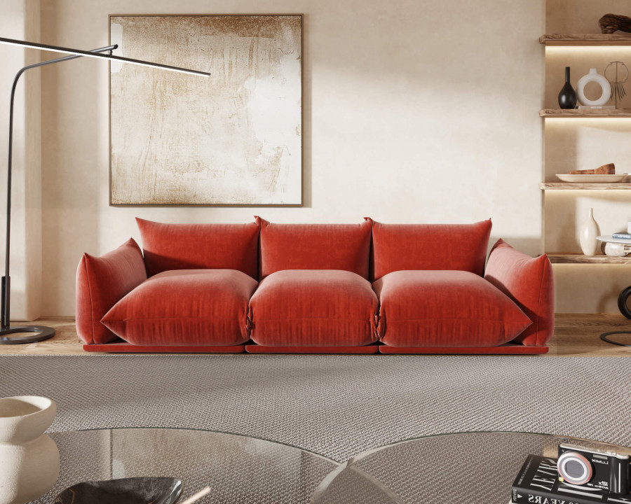 Crenus Sereno 103.93" 3-Seater Sofa Chenille Floor Sectional Couch - Orange