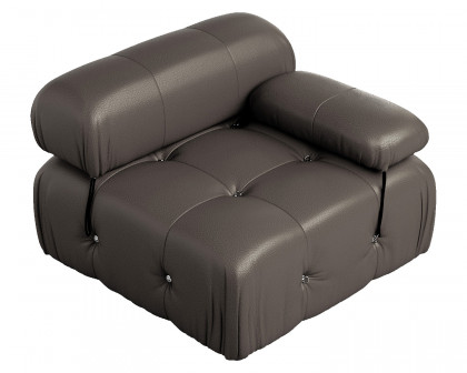 Crenus Lusso 138.60" U-Shaped Leather Sectional Sofa Lounge With 2 Ottomans - Brown