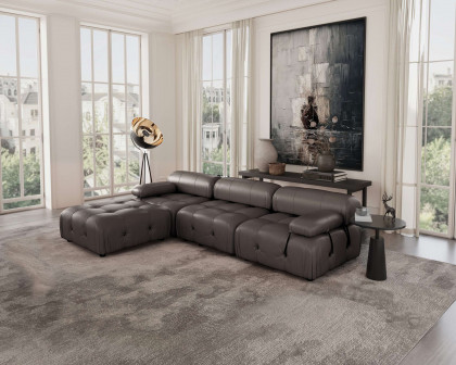 Crenus - Lusso 103.95" 3-Seater Leather Sofa With Ottoman Water Resistant Anti scratch