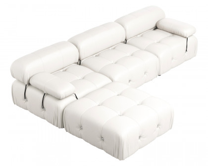 Crenus - Lusso 103.95" 3-Seater Leather Sofa With Ottoman Water Resistant Anti scratch