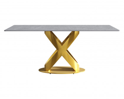 Crenus Basalto Rectangular Dining Table - White/Gold, 63"