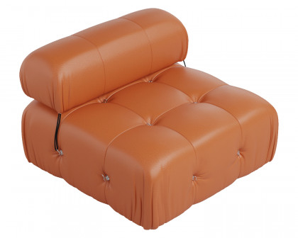 Crenus Lusso 138.60" U-Shaped Leather Sectional Sofa Lounge With 2 Ottomans - Orange