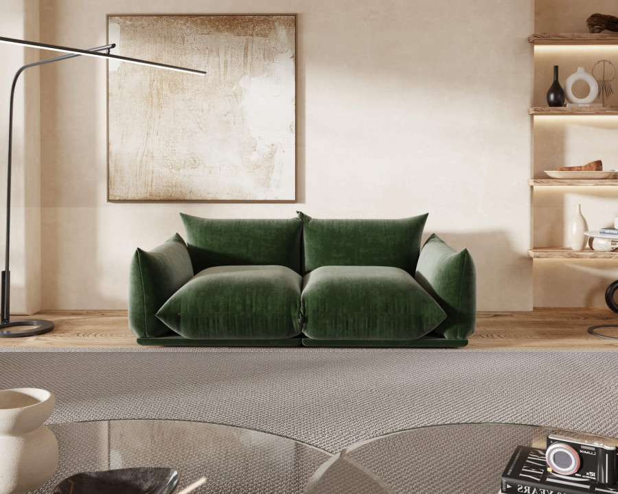 Crenus Sereno 77.16" Loveseat Chenille Sectional Floor Sofa - Green