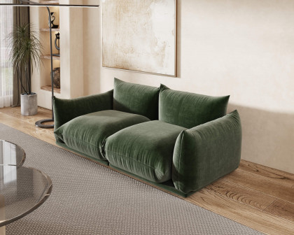 Crenus Sereno 77.16" Loveseat Chenille Sectional Floor Sofa - Green