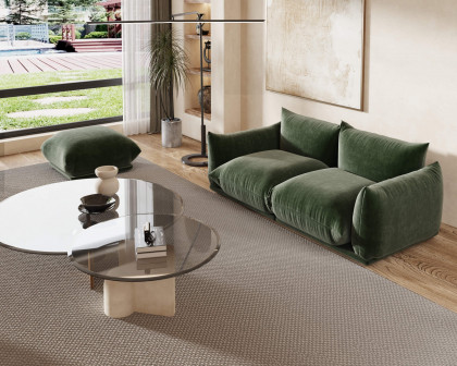 Crenus Sereno 77.16" Loveseat Chenille Sectional Floor Sofa - Green