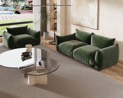 Crenus Sereno 77.16" Loveseat Chenille Sectional Floor Sofa - Green