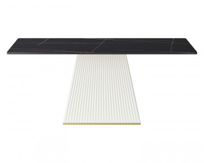 Crenus Luna Rectangular Dining Table - White/Gold